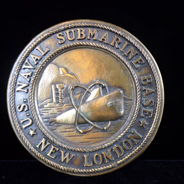 ws/U.S. Naval Submarine Base New London, Solid Brass Plaque