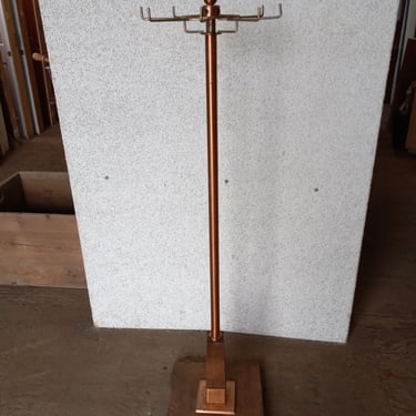 Vintage Copper and Wood Coat Rack, 15.25 x 15.25 x 59