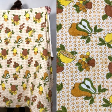 Vintage 70s/60s Fruit Print Terry Cloth Fabric 76"x53" 