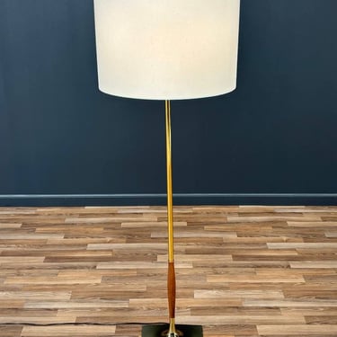 Mid-Century Modern Sculpted Walnut & Brass Floor Lamp by Laurel, c.1960’s 