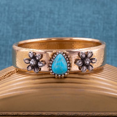 Turquoise and Rose-Cut Diamond Bangle c1890