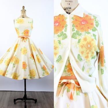 1950s ALEX COLMAN cotton pique dress and SWEATER xs | new summer 