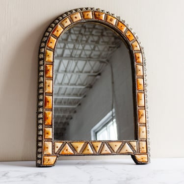 vintage moroccan camel bone mirror