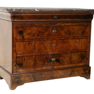 Have one to sell? Sell now Antique Commode, French Louis Philippe Period, Marble-Top, Burl, Walnut, 1800's!