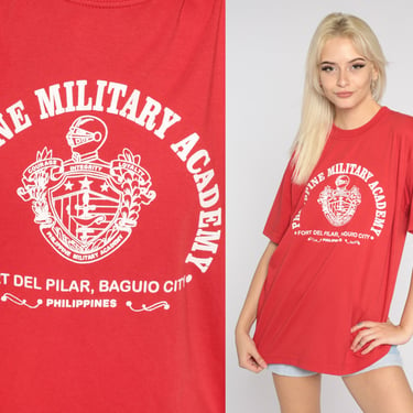 Philippine Military Academy Shirt Y2k Philippines Armed Forces Tshirt Baguio City Graphic Tee Retro Tourist T-Shirt Red Vintage 00s Large L 