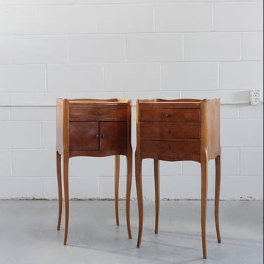 vintage french wood his and hers nightstands