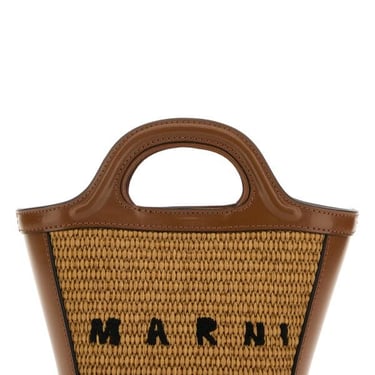 Marni Women Two-Tone Leather And Straw Tropicalia Handbag