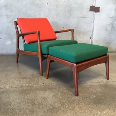 1960s I.B. Kofod Larsen Selig Lounge Chair &amp; Ottoman with Maharam Fabrics