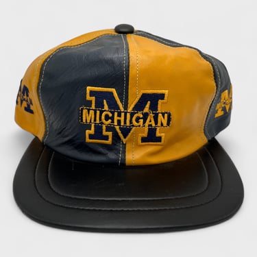Vintage Michigan Wolverines Leather Snapback Hat