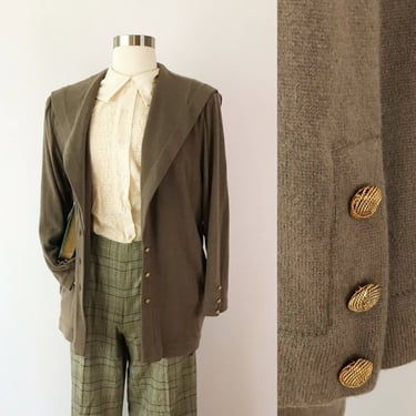 SIZE M to XL / Vtg 80s Peggy Jennings Couture Designer Shoulder Pads Knit Soft Blazer Size Lagenlook 