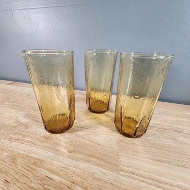 Set of 3 Anchor Hocking Amber Tumbler Drinking Glasses 