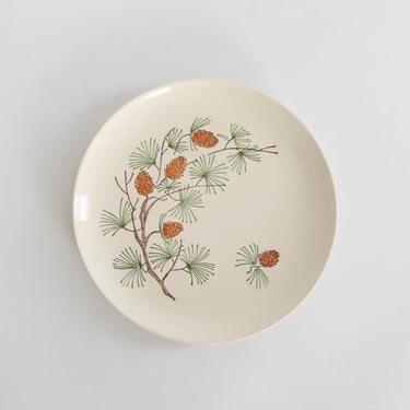 Vintage Pine Tree hand painted Marcrest dinner plate | Christmas plate 