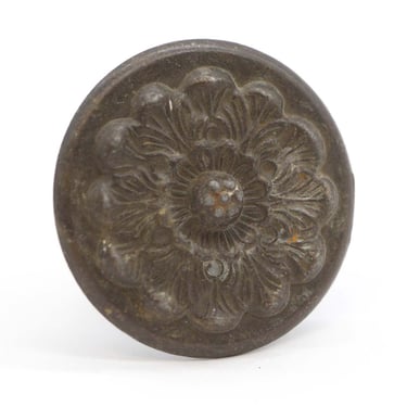 Vintage 1.75 in. Darkened Brass Floral Cabinet Knob