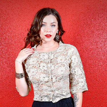 1950s 60s Lace Blouse Day to Evening 