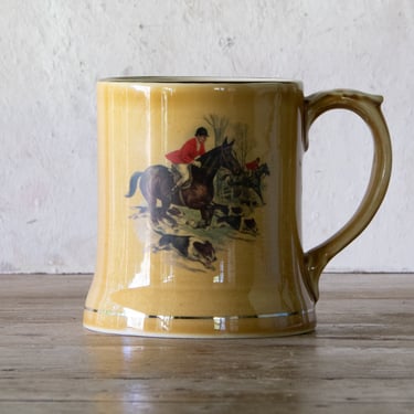 Fox Hunt Porcelain Coffee Mug, Vintage Wade Ireland Beer Stein 