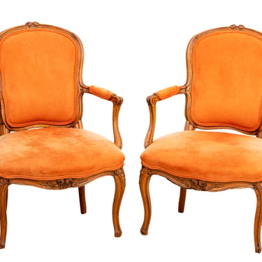Pair of Louis XV Style Fruitwood Armchairs