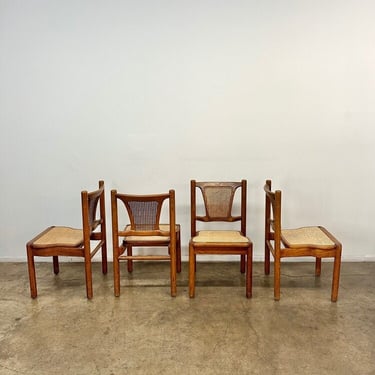 Oak sculptural dining chairs - set 