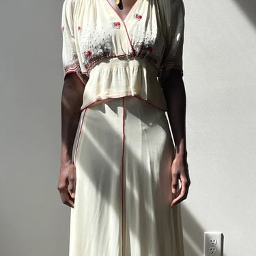 Janice Wainwright at Forty Seven Poland Street for Chanelle Knightsbridge off-white viscose chiffon skirt set 