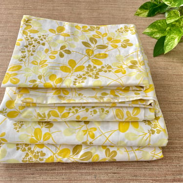 Vintage Medley Garden Yellow Twin Sheet Sets by Sears, Roebuck & Co. - Perma-Prest Percale 