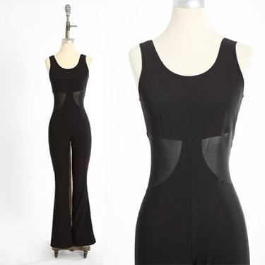 Vintage 90s Y2K black sexy cutout stretch jumpsuit 