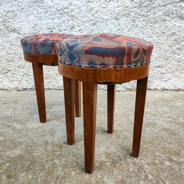 Vintage Pair of Fourpod Stool / Mid Century Stool / Retro Fourpod Stool / Old Taburette / Old Springs Stools /Home Decor /Yugoslavia/ 70s 