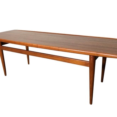 Mid Century Danish Modern Teak Coffee Table Surfboard Style 