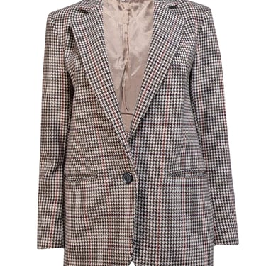 Ba&sh - Beige w/ Multicolor Houndstooth Pattern Wool Blend Blazer Sz 6