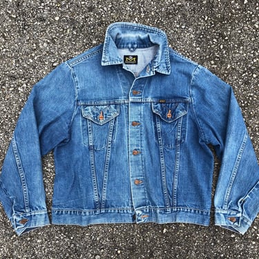 Vintage ‘60s ‘70s Maverick BLUE BELL denim jacket | soft all cotton jean jacket, unisex L 