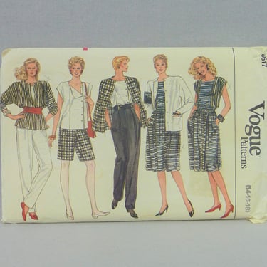 80s Pattern - Misses' Loose Fitting Jacket Skirt Pants Shorts & Top - UNCUT Vogue 8617 - Size 14 16 18 - 1980s Vogue Sewing Pattern 