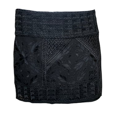 Isabel Marant Black Wrap Mini Skirt with Indian Embroidery