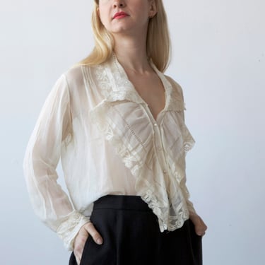 Victorian lace embroidery blouse / S / M 