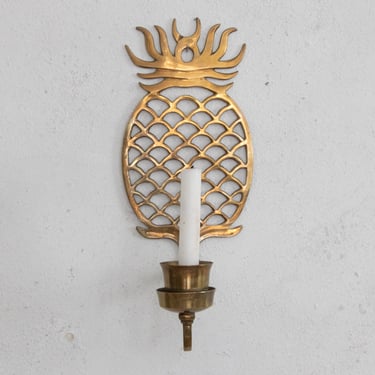 Brass Pineapple Candle Wall Sconce, Candlestick Holder Sconce for Taper or Votive Candle, Hostess Gift 