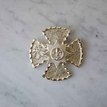 Maltese cross brooch | fleur de lis brooch | gold cross pin 