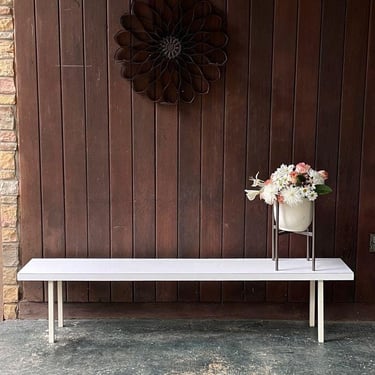 Vintage White Architectural Hallway Entryway Narrow Bench 1970s Mid-Century Home Craft Craftsman Mid-Century Plant Stand 