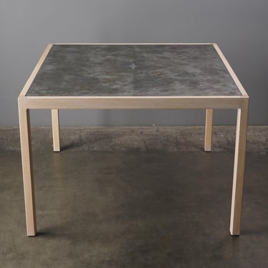 42in Square Harry Lunstead Dining Table w/ Whitewash Oak and Patinated Zinc Top 
