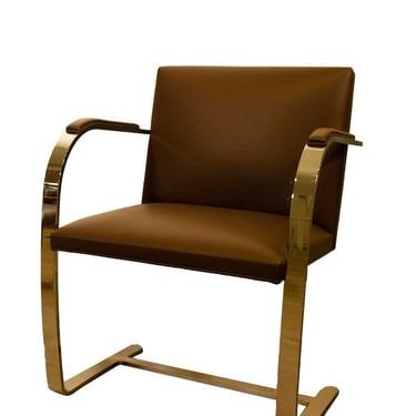 New Contemporary Knoll Brown Leather & Chrome BRNO Chairs w/ Arm Pads 