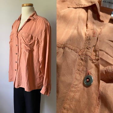 Blush Silk Button Down 