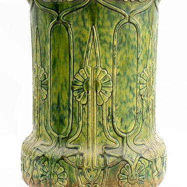 Art Nouveau Green Glazed Ceramic Planter