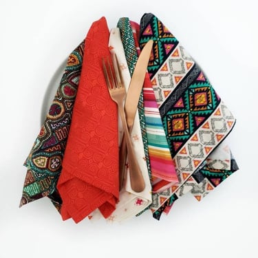 Set of 6 Cloth Napkins, Boho Cloth Napkins, Southwestern Cloth Napkins 