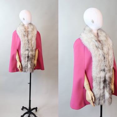 1970s 1976 documented barbie pink LILLI ANN CAPE fur | new fall 