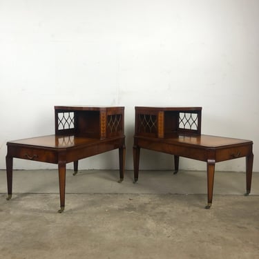 Pair of Mid Century Step Tables with Single Drawer