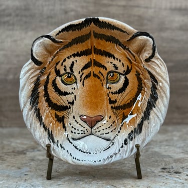 Bruno Desiderio Art Italian Ceramic Tiger Plate by Master Capri Craftsman 