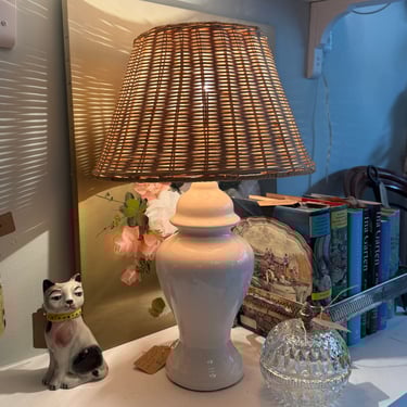 White & Wicker Lamp