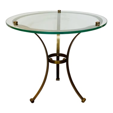 Global Views Modern Two Tone Antique Brass Finished Round Side Table