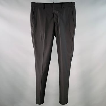 JOHN RICHMOND Size 34 Black Wool Flat Front Dress Pants