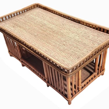 Restored Presidents Stick Reed Rattan "Nantucket" Coffee Table 