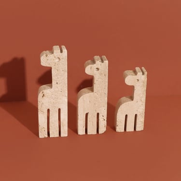 Vintage Fili Mannelli Travertine Giraffe Sculpture Italy 
