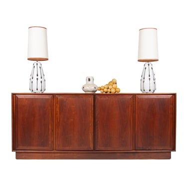 Spacious American Modernist 74” Walnut Sideboard | Credenza