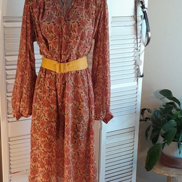 Vintage 70s Silk Dress by Jane Andre of California / M / RARE 
