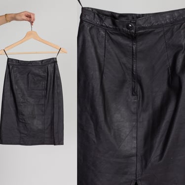 80s Black Leather Mini Skirt - Extra Small | Vintage Winlit High Waist Pencil Skirt 
